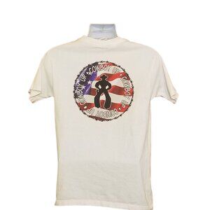 Vintage 90s T-shirt Cowboy Up M White  Red White Blue Flag Graphic